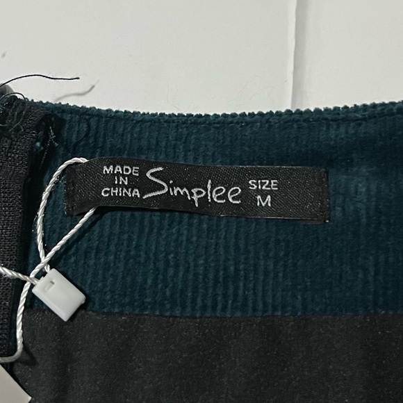 Simplee | Corduroy Embroidery Embellished Mini Skirt - Picture 4 of 4